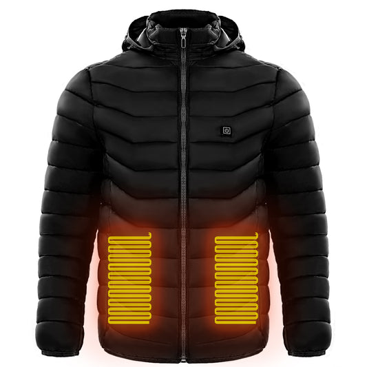 Men Heated Puffer Jacket Electric Heating Coat Insulated Hood Windbreaker