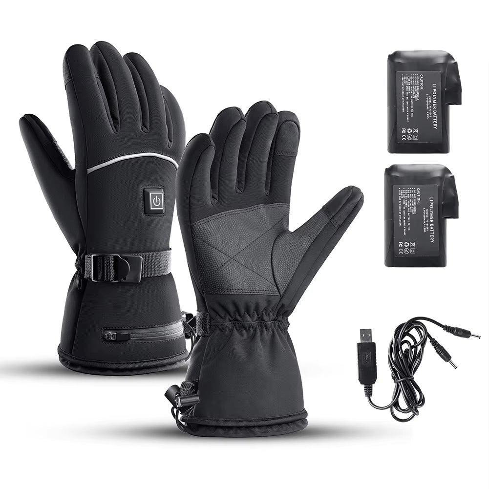 Motorcycle Heated Gloves Battery Powered Electric Heated Gloves Touch Screen Waterproof Thermal Heating Gloves for Outdoor Sport